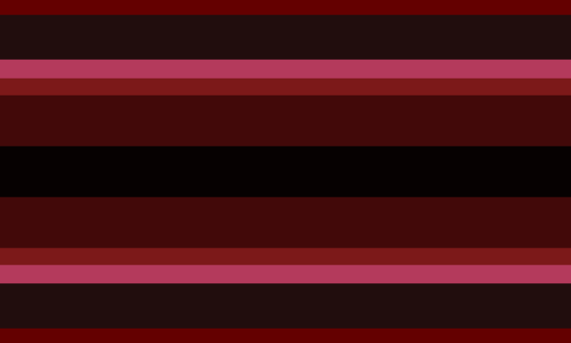 Flesh-Aligned flag. It goes from red, to dark red, to pink-red, to deep red, to mid red, on each side, and has a black center.