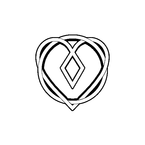 An otherhearted symbol, depicted as a heart with the center shaping into a diamond, and a ring interlocking with it.
