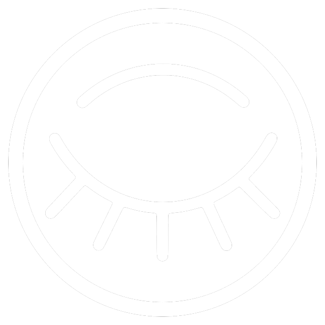 A white ring with a closed eye inside of it.