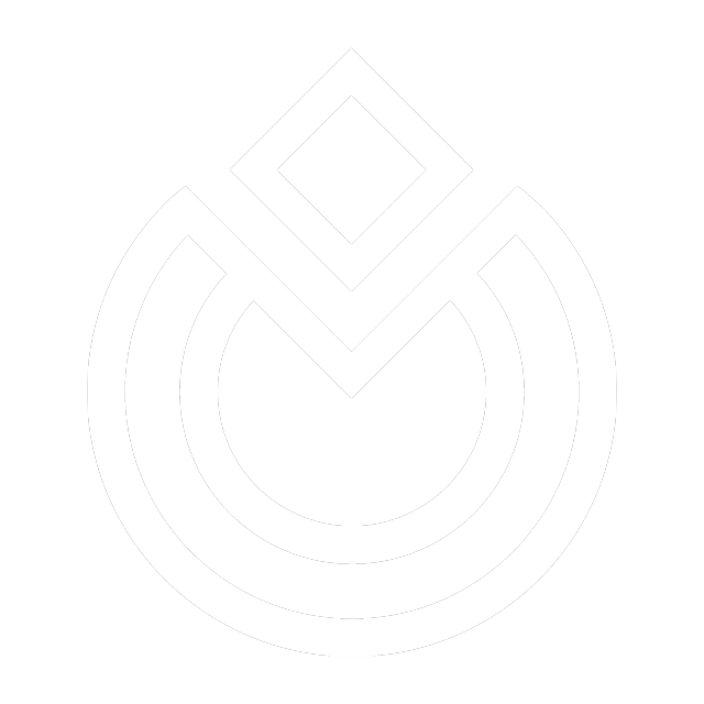 The ecter symbol in white, depicted as two circular rings with a triangular chunk taken out from the top, and a diamond floating above it.