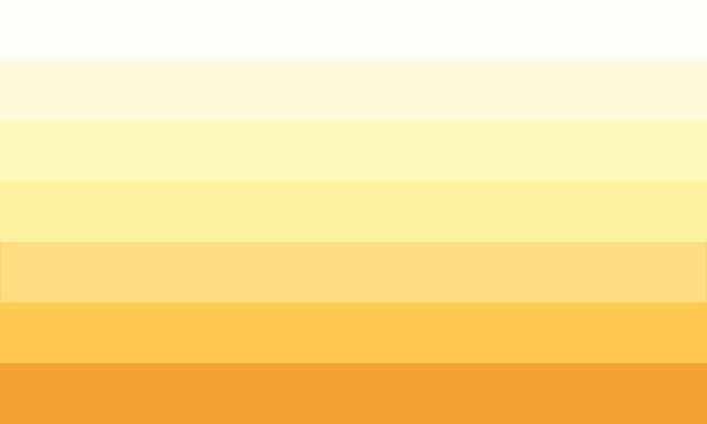 A seven stripped gradient that goes from white to golden yellow.