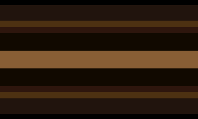 Buried-Aligned flag. It goes from black, to brown, to lighter yellow-brown, to deep brown, to dark brown, on each side, and has a bright yellow center.